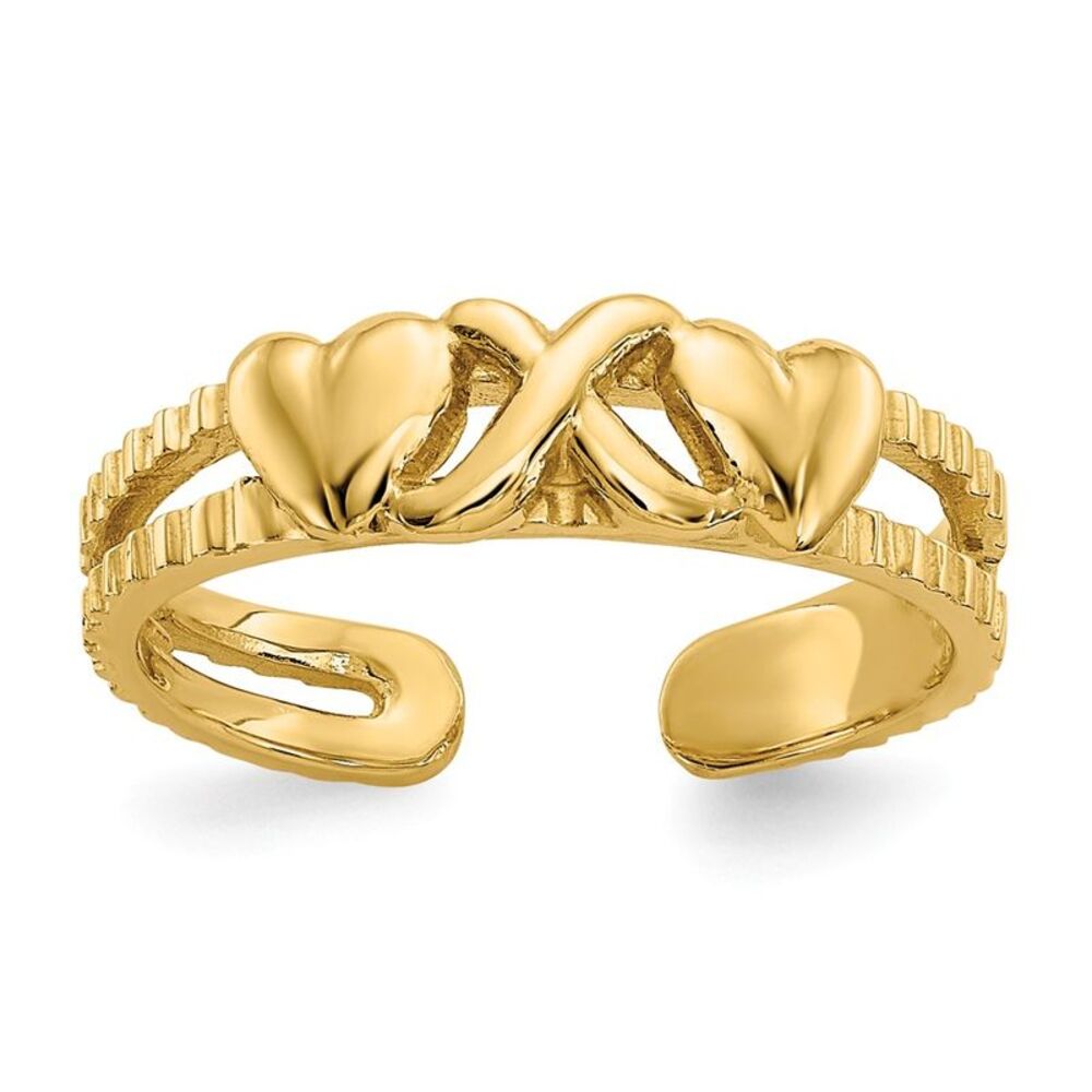 Hugs and Kisses Adjustable Toe Ring in 14 Karat Yellow Gold